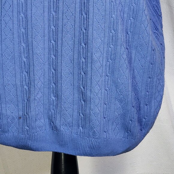 Alfred Dunner Periwinkle Blue SS Acrylic CrewNeck Cable Knit Sweater Blouse Sz L - Picture 4 of 16